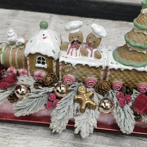 Adventi asztaldísz mézeskalács vonattal - karácsony - adventi díszek - adventi asztaldísz - Meska.hu