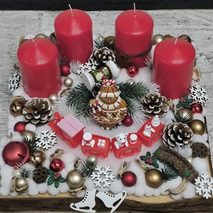 Adventi asztaldísz faládában , Karácsony, Adventi díszek, Adventi asztaldísz, Virágkötés, Mindenmás, MESKA