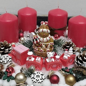 Adventi asztaldísz faládában  - karácsony - adventi díszek - adventi asztaldísz - Meska.hu