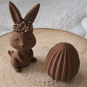 Gipsz csoki nyuszi, csokitojással, Kellékek & szerszámok, Dekorációs kellékek, Figurák, Gipszöntés, Festett tárgyak, MESKA