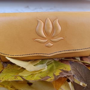 Sárga tulipános bőr pénztárca  - Meska.hu