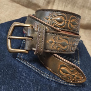 Tulipános bőr őv - ruha & divat - öv & övcsat - öv - Meska.hu