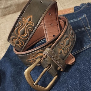 Tulipános bőr őv - ruha & divat - öv & övcsat - öv - Meska.hu