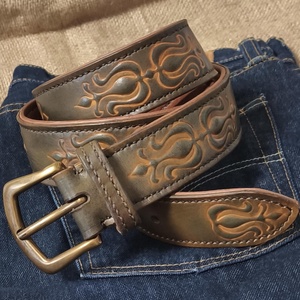 Tulipános bőr őv - ruha & divat - öv & övcsat - öv - Meska.hu