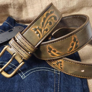 Torockói mintás domborított bőr öv - ruha & divat - öv & övcsat - öv - Meska.hu