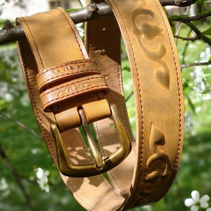Tulipános bőr öv - ruha & divat - öv & övcsat - öv - Meska.hu