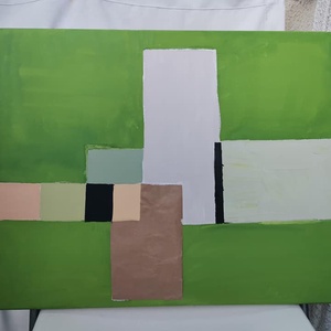 zöld geometria, Művészet, Festmény, Festmény vegyes technika, Festészet, Meska