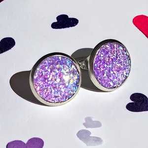 NEMESACÉL!!! Lila beszúrós fülbevaló , Ékszer, Fülbevaló, Pötty fülbevaló, Ékszerkészítés, MESKA