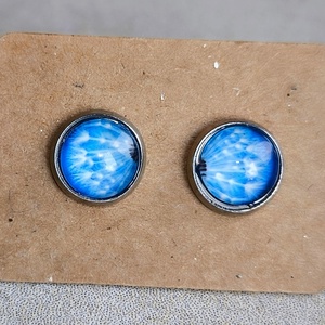 Pitypang mintás cabochon fülbevaló , Ékszer, Fülbevaló, Pötty fülbevaló, Ékszerkészítés, Üvegművészet, MESKA