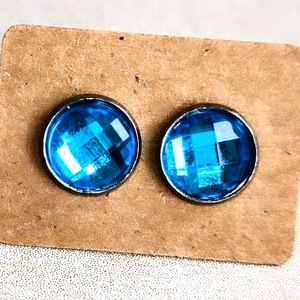 Kék cabochon fülbevaló , Ékszer, Fülbevaló, Pötty fülbevaló, Ékszerkészítés, MESKA