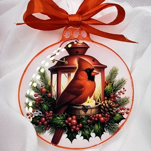 Piros madaras karácsonyi díszek - karácsony - karácsonyi lakásdekoráció - karácsonyfadíszek - Meska.hu