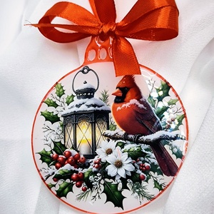 Piros madaras karácsonyi díszek - karácsony - karácsonyi lakásdekoráció - karácsonyfadíszek - Meska.hu