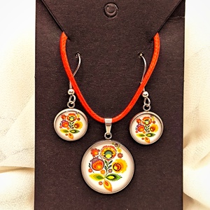 Népi motívumos ékszerszett , Ékszer, Ékszerszett, Ékszerkészítés, MESKA