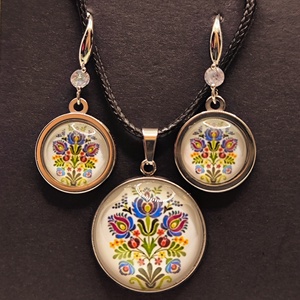 Népi motívumos ékszerszett , Ékszer, Ékszerszett, Ékszerkészítés, MESKA