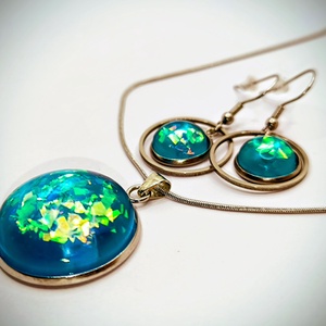 Zöldeskék nemesacél ékszerszett, Ékszer, Ékszerszett, Ékszerkészítés, Mindenmás, MESKA