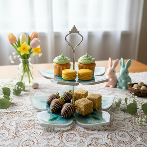 Emeletes kínáló virág alakú  - esküvő - dekoráció - tálalás - Meska.hu