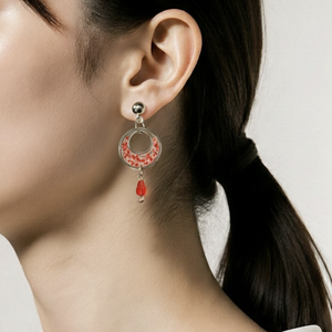 Piros szárított virágos fülbevaló - ékszer - fülbevaló - lógó fülbevaló - Meska.hu