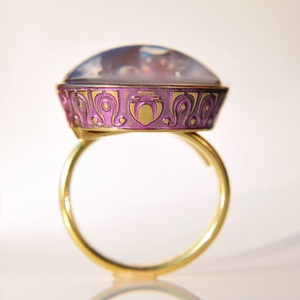 Róth Miksa palotaüvegből készült gyűrű gyémánttal -  - Meska.hu