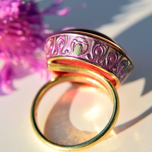 Róth Miksa palotaüvegből készült gyűrű gyémánttal -  - Meska.hu