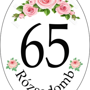 Ovális házszámtábla rózsával, pillangóval - otthon & életmód - ház & kert - házszám - Meska.hu