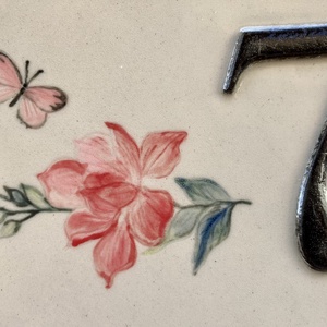 Ovális formájú házszámtábla magnóliával - otthon & életmód - ház & kert - házszám - Meska.hu