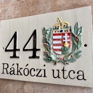 Téglalap formájú Magyar címeres házszámtábla - otthon & életmód - ház & kert - házszám - Meska.hu