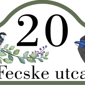 Bajusz formájú házszámtábla fecskékkel, ággal - Meska.hu