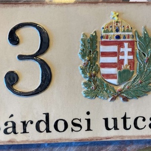 Téglalap formájú Magyar címeres házszámtábla - otthon & életmód - ház & kert - házszám - Meska.hu