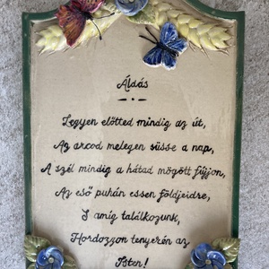Bajusz formájú áldás nefelejcs, búza és pillangó mintával - otthon & életmód - ház & kert - házszám - Meska.hu