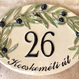Ovális házszámtábla olívával - Meska.hu