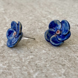 Nefelejcses kerámia fülbevaló - Meska.hu