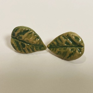 Levél kerámia fülbevaló, Ékszer, Fülbevaló, Pötty fülbevaló, Kerámia, MESKA