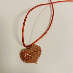 Kerámia szív medál - ékszer - nyaklánc - bogyós nyaklánc - Meska.hu