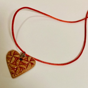 Kerámia szív medál - ékszer - nyaklánc - bogyós nyaklánc - Meska.hu