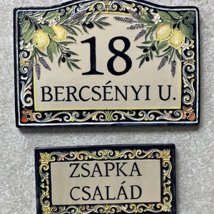 Bajusz ív formájú házszámtábla névtáblával, mediterrán hangulattal, Otthon & Életmód, Ház & Kert, Házszám, Kerámia, Szobrászat, MESKA