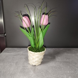 Tulipános kosárka  - otthon & életmód - virágdekoráció - virágdíszek - asztali virágdísz - Meska.hu