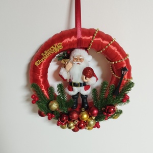 Mikulásos ajtódísz  - karácsony - karácsonyi lakásdekoráció - karácsonyi ajtódíszek - Meska.hu