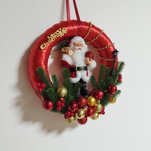 Mikulásos ajtódísz  - karácsony - karácsonyi lakásdekoráció - karácsonyi ajtódíszek - Meska.hu