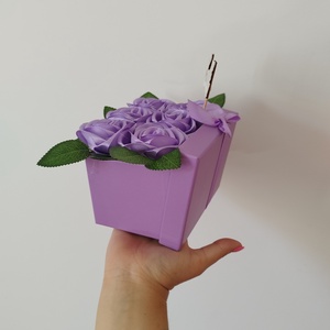 Lila rózsa box - otthon & életmód - virágdekoráció - virágok - virágbox - Meska.hu
