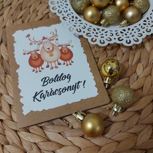 Rénszarvasos karácsonyi képeslap - otthon & életmód - papír, írószer - Meska.hu