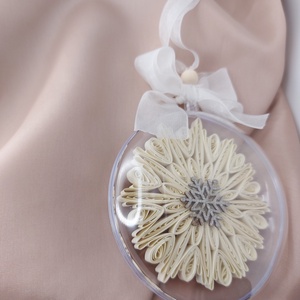 Karácsonyi gömbdísz - hópihe fehér - karácsony - karácsonyi lakásdekoráció - karácsonyfadíszek - Meska.hu