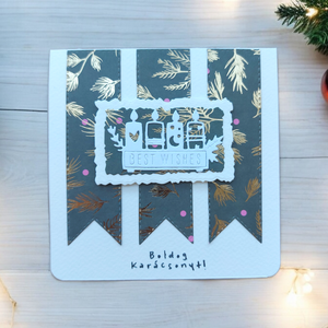 Karácsonyi képeslap - advent zöld, Karácsony, Karácsonyi ajándékozás, Karácsonyi képeslap, üdvözlőlap, ajándékkísérő, Papírművészet, Mindenmás, MESKA