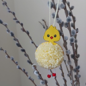 Húsvéti akasztós dísz szett- csibe - otthon & életmód - dekoráció - fali és függő dekoráció - függődísz - Meska.hu