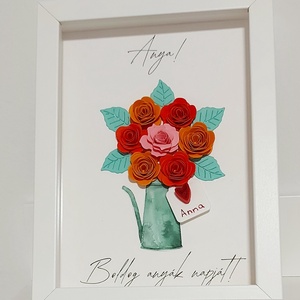 Anyák napi képkeret 3. - narancs névre szóló, Otthon & Életmód, Dekoráció, Kép & Falikép, 3d képek, Papírművészet, MESKA