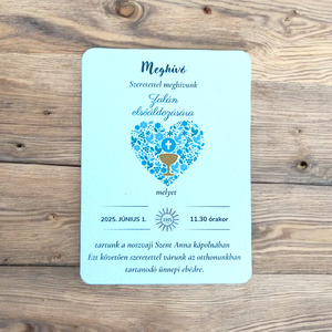 Meghívó elsőáldozásra - szíves, fiú, Otthon & Életmód, Papír, írószer, Ajándékozás kellékei, Meghívó, Papírművészet, Mindenmás, MESKA