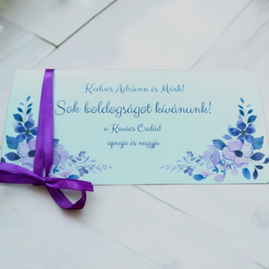 Esküvői pénzátadó boríték - lila virágos, Esküvő, Emlék & Ajándék, Nászajándék, Esküvői pénzátadó boríték, kártya, Papírművészet, Mindenmás, MESKA