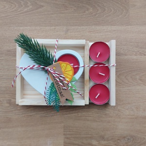 Szív mécsestartó szett fadobozban, Karácsony, Adventi díszek, Adventi gyertyadíszek és koszorúdíszek, Gyertya-, mécseskészítés, Gipszöntés, MESKA
