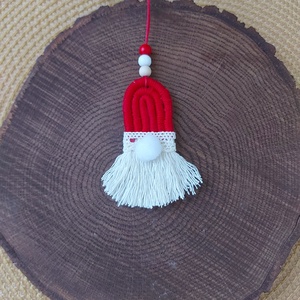 Karácsonyfa dísz - makramé manó, Karácsony, Karácsonyi lakásdekoráció, Karácsonyfadíszek, Csomózás, Mindenmás, MESKA