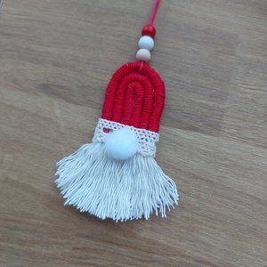 Karácsonyfa dísz - makramé manó - karácsony - karácsonyi lakásdekoráció - karácsonyfadíszek - Meska.hu