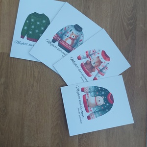 Karácsonyi ronda pulcsi képeslap csomag - print - karácsony - karácsonyi ajándékozás - karácsonyi képeslap, üdvözlőlap, ajándékkísérő - Meska.hu